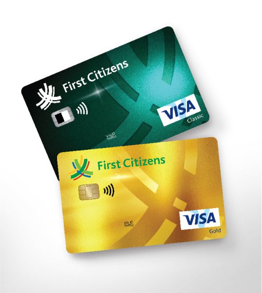 Image of two First Citizens Credit Cards, Visa Gold and Visa Business Classic