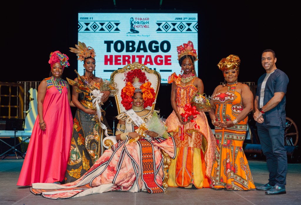 First Citizens GDCEO Jason Julien with the Ms. Tobago Heritage Personality 2023 contestants!