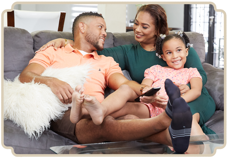Happy loyal customers, a husband and wife, enjoying quality time with their daughter.