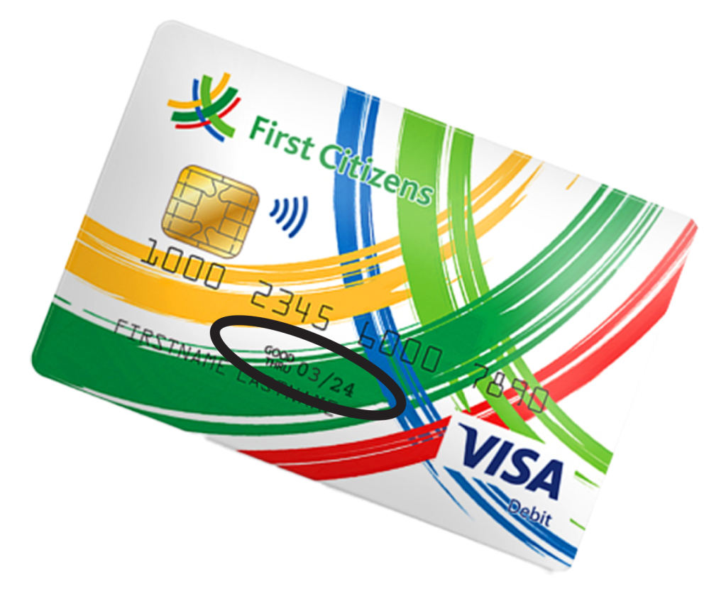 first citizens visa debit card with highlighted expiry date