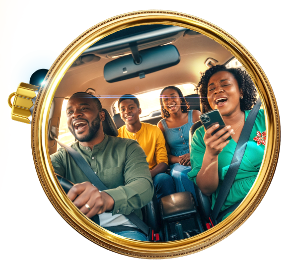 Family members enjoying a ride inside their brand-new vehicle.