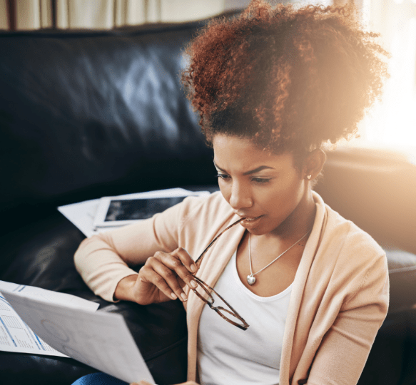 Financial Education Hub girl looking at statements