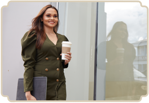 Customer Onboarding young lady on her way to open an account