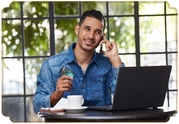 Customer Onboarding guy using credit card